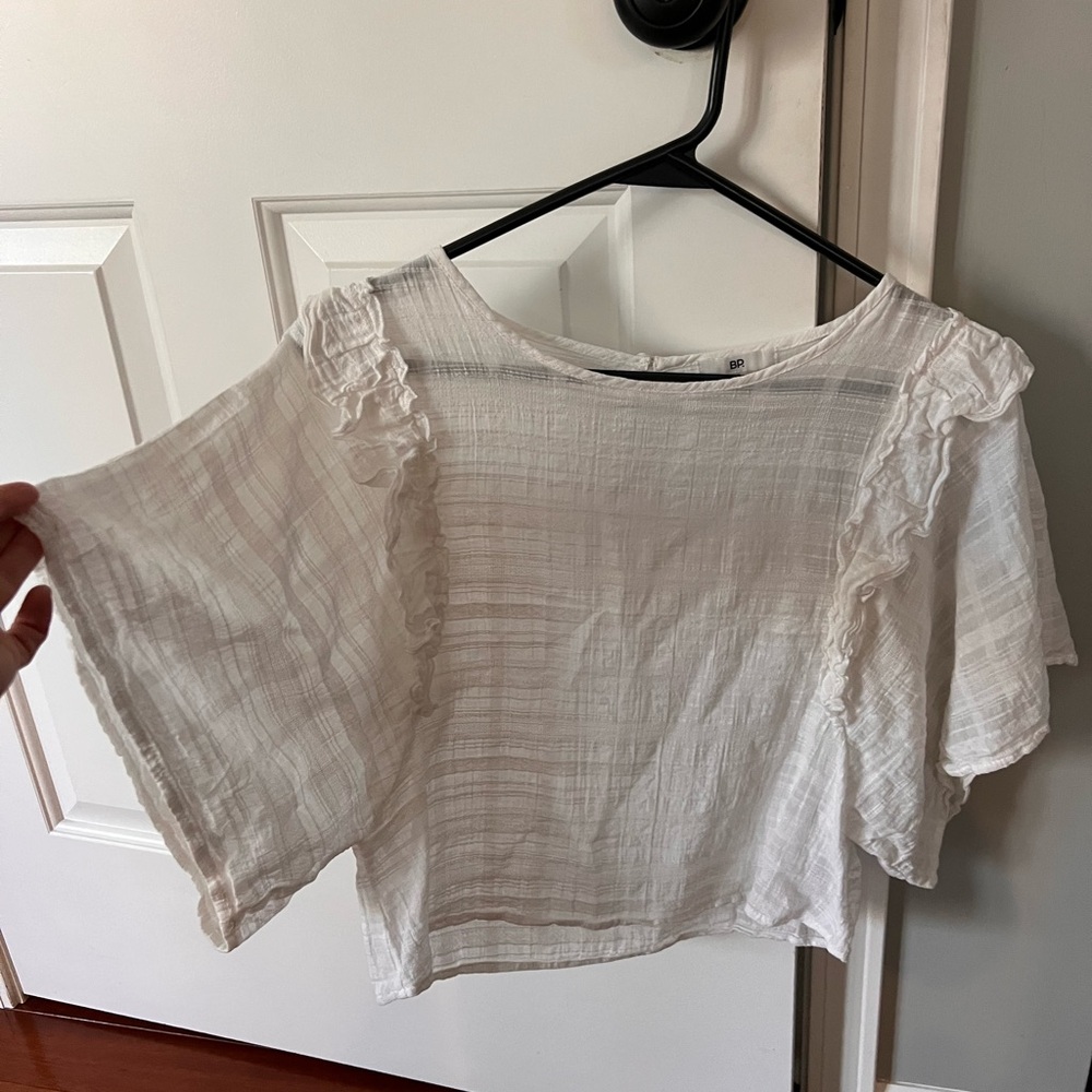 White Ruffled Women's Top - Picture 3 of 4